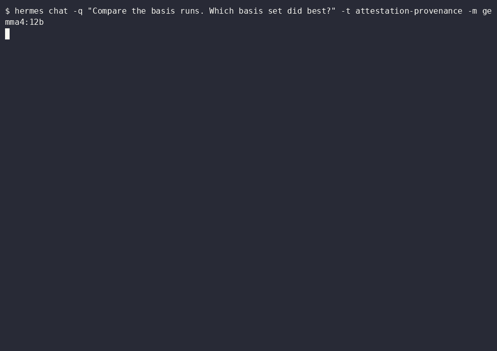 Hermes comparing basis sets through runs.ask